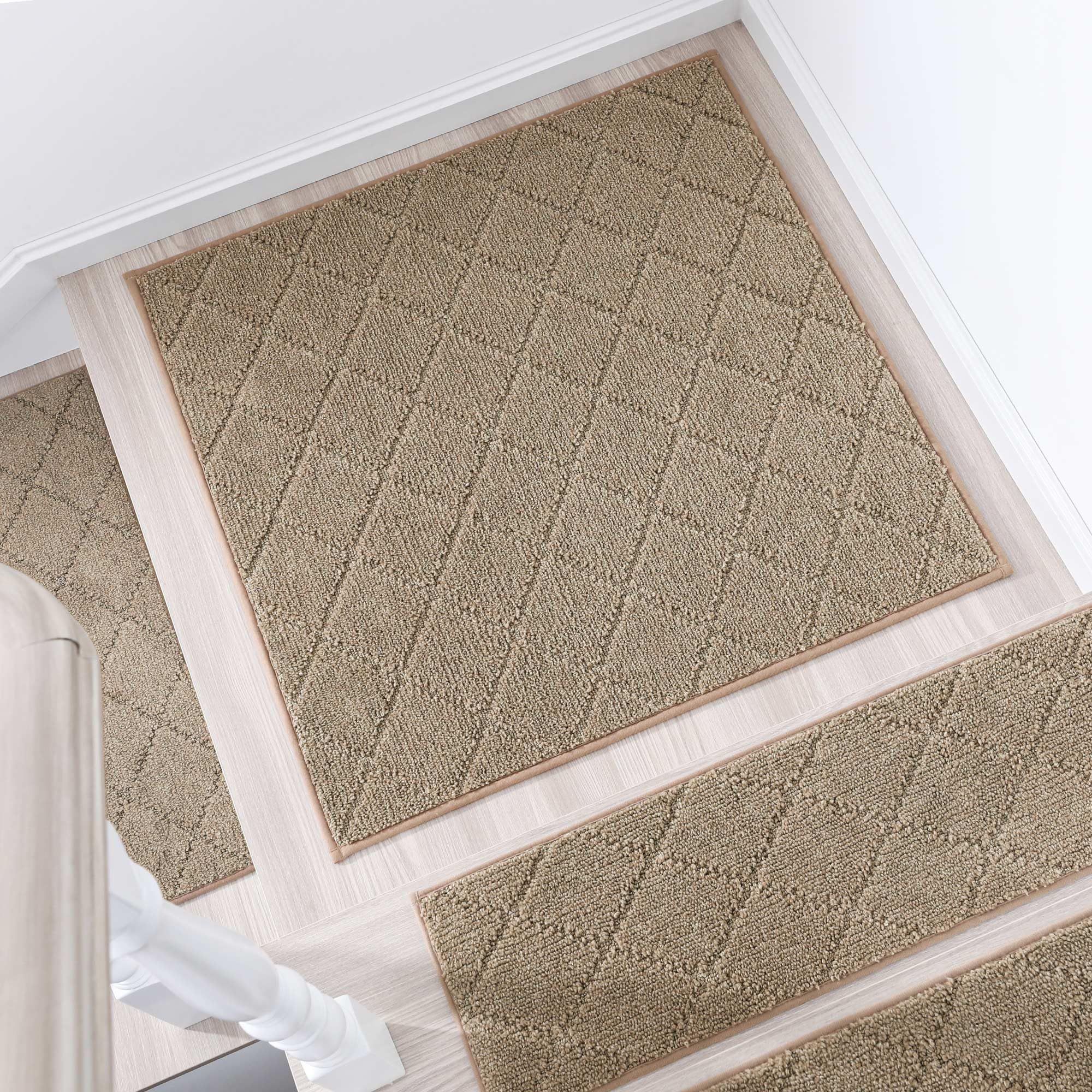 COSY HOMEER 1 stuk traptredematten, rechthoekig, 76 x 76 cm, antislip, zelfklevend, machinewasbaar, 100% polyester, TPE-rug, ideaal voor kinderen, senioren en huisdieren, beige