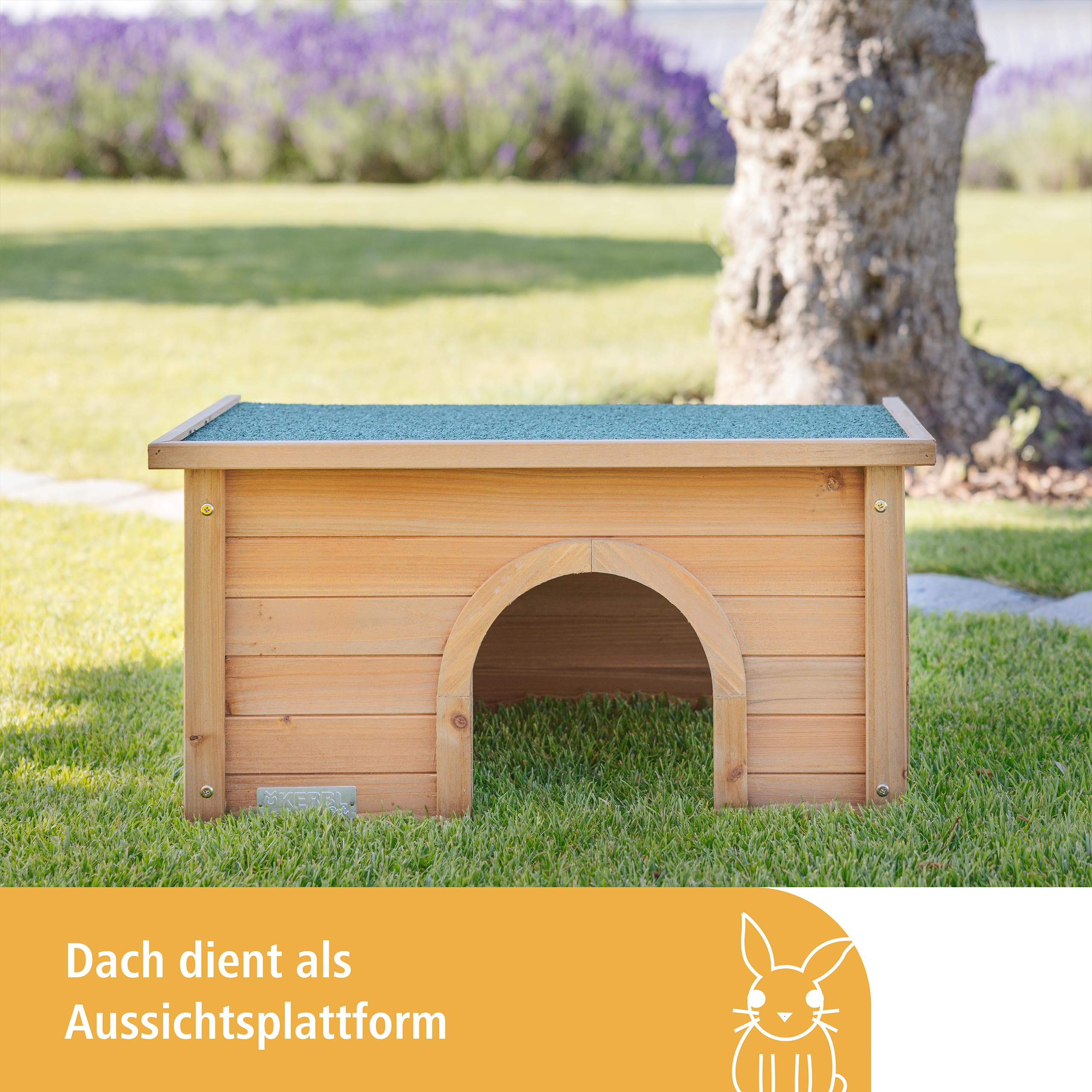 Kerbl Pet Nagerhaus, Kleintierhaus, Nagerhütte, 59x39x30cm, Spießtanne, Kunststoff, Nager, wetterfestes Dach, langlebig, robust