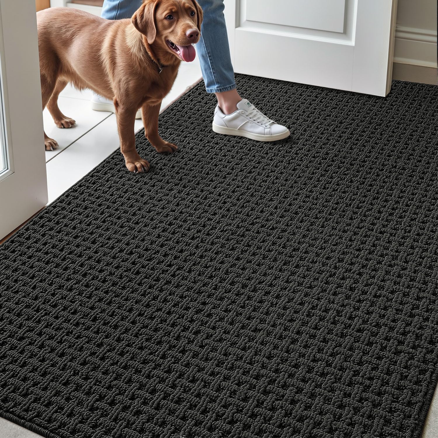 LUMI Washable Door Mat Indoor Entrance 80 x 120 cm, Absorbent Mats, Grey