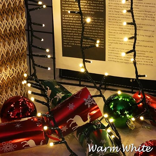 Miniatura 4 de AWQ 1000 luces LED de Navidad de 82 pies, cadena de luces múltiples y cálidas enchufables con 11 modos, temporizador y función de memoria extensible