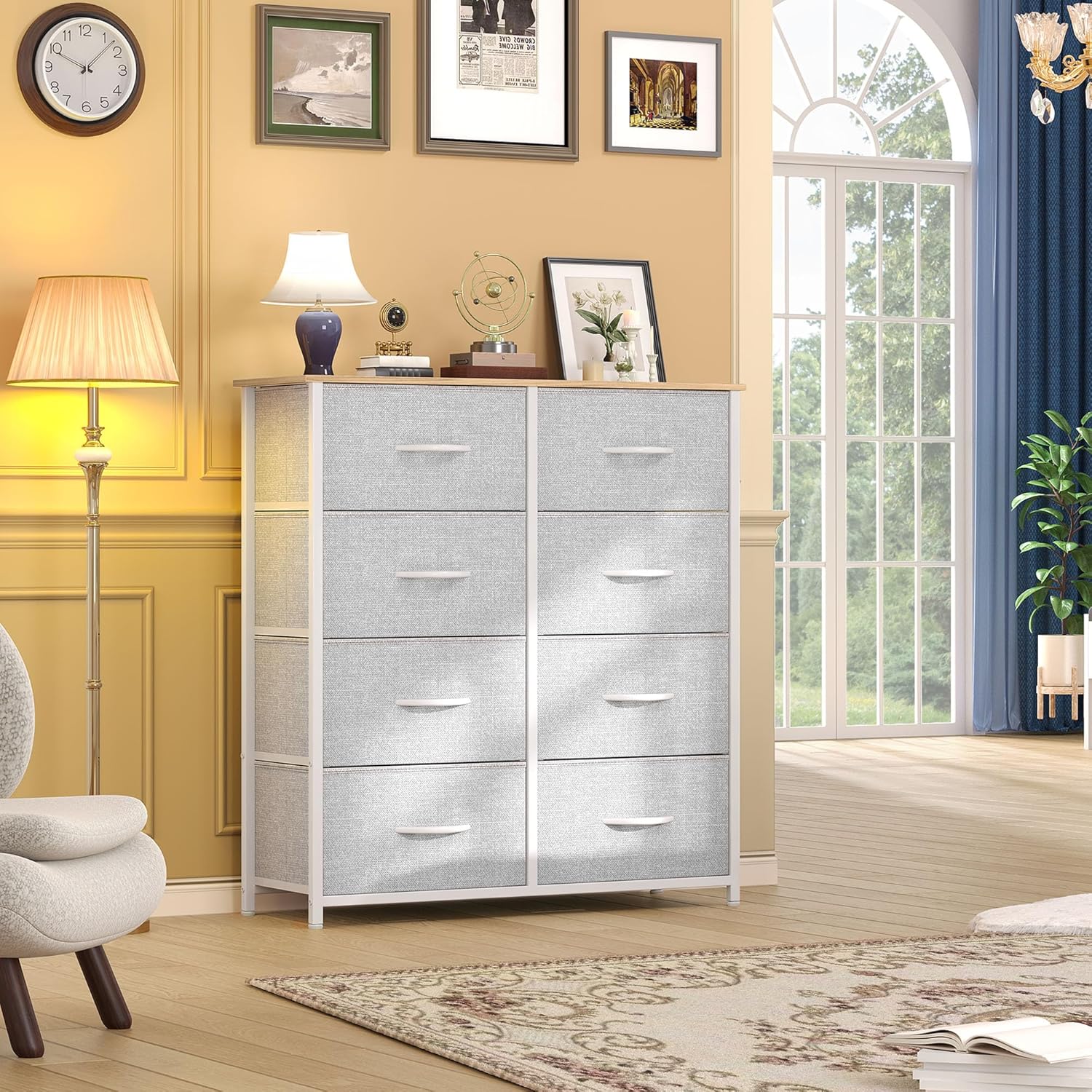 DWVO Fabric Dresser for Room, Tall Storage 8 Drawers, Black Dresser & Chest of Drawers, Storage Drawer Organizer for Closet, Living Room - Image 4