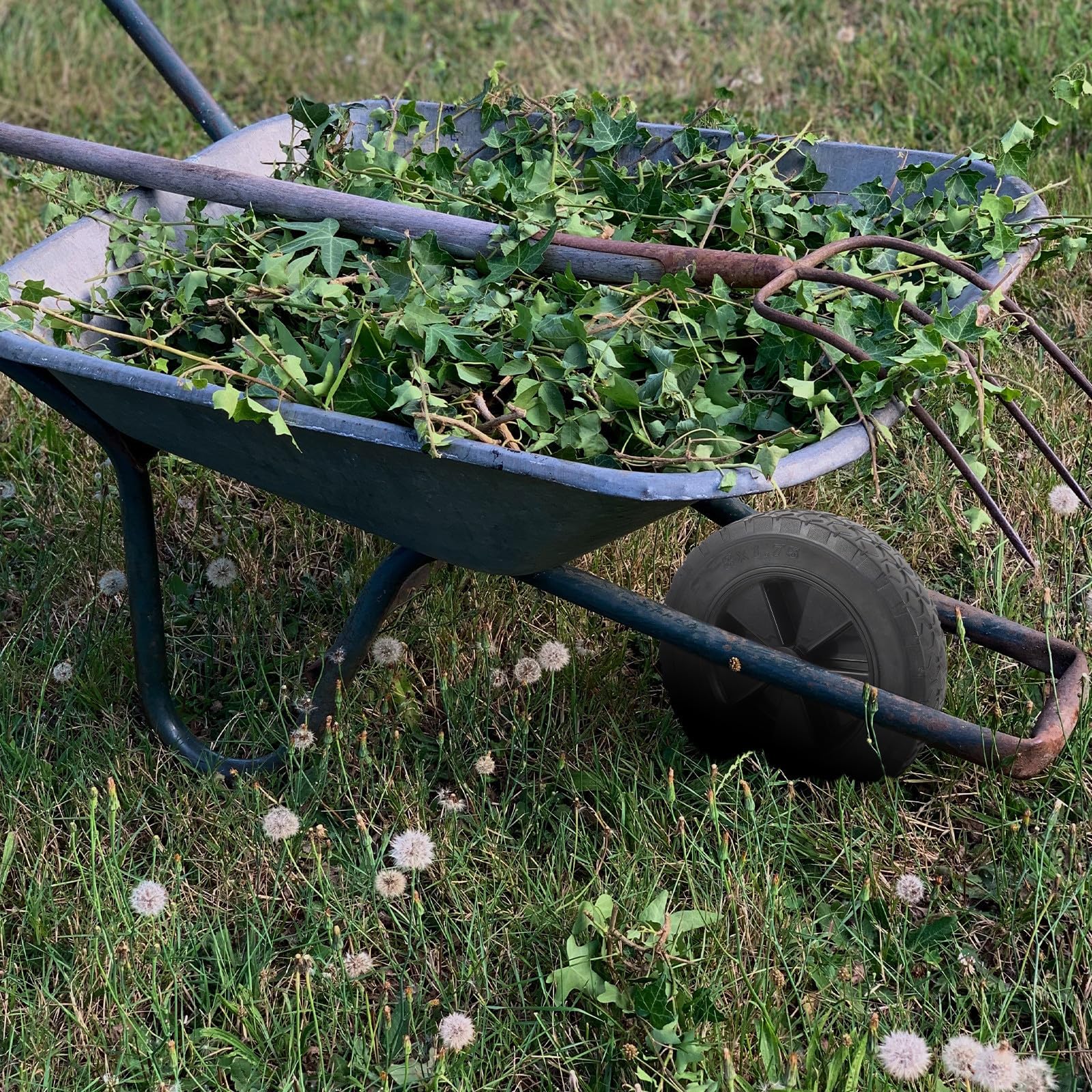 NUOBESTY Rueda de Goma Duradera para Carro de Jardín y Cortacésped, Reemplazo Fácil de Instalar para Ruedas Giratorias de Carrito y Wagon Negro