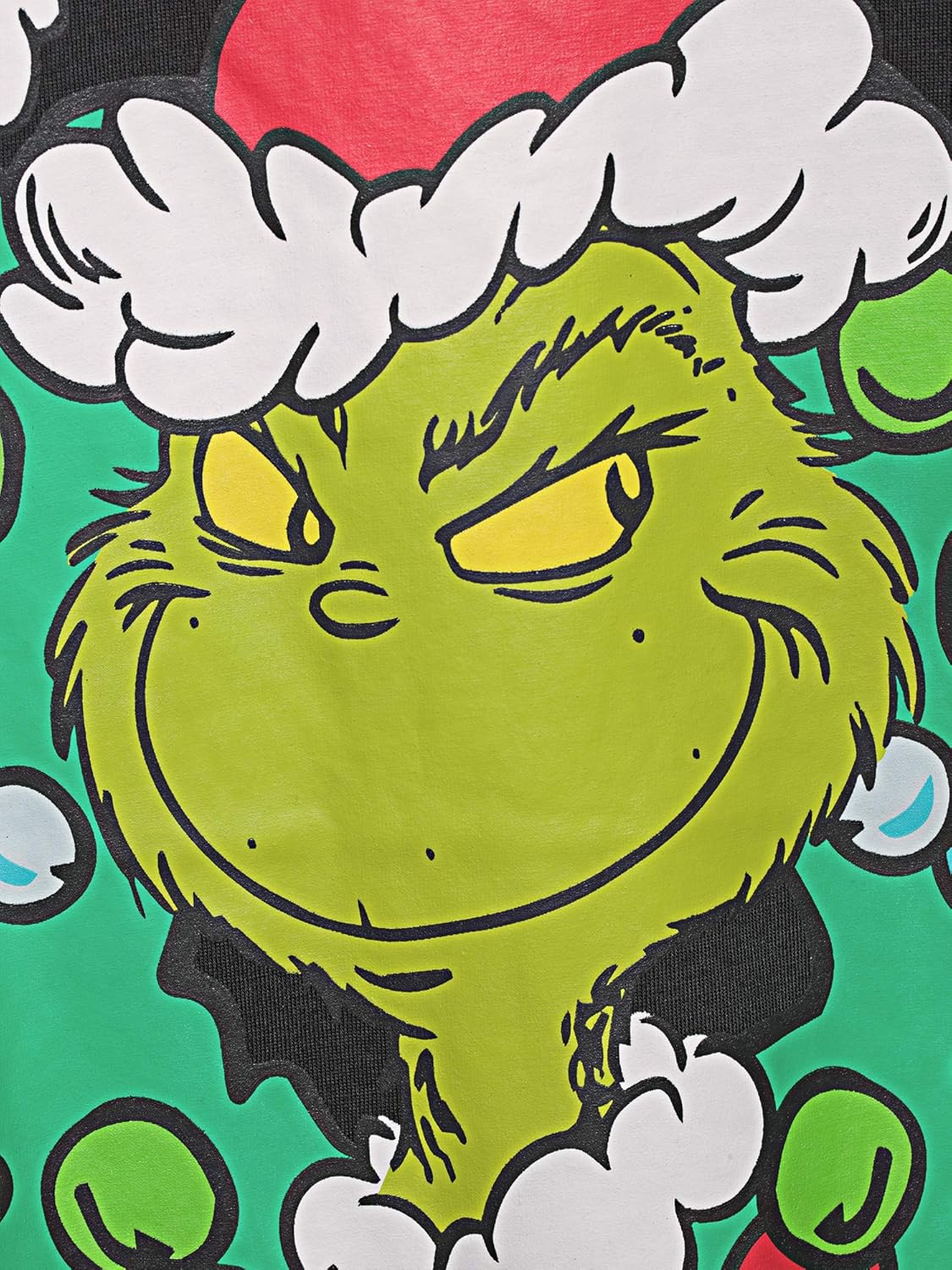 Dr. Seuss Men's Grinch 2 Piece Holiday Pajama Set, Medium Black/Green - Image 2