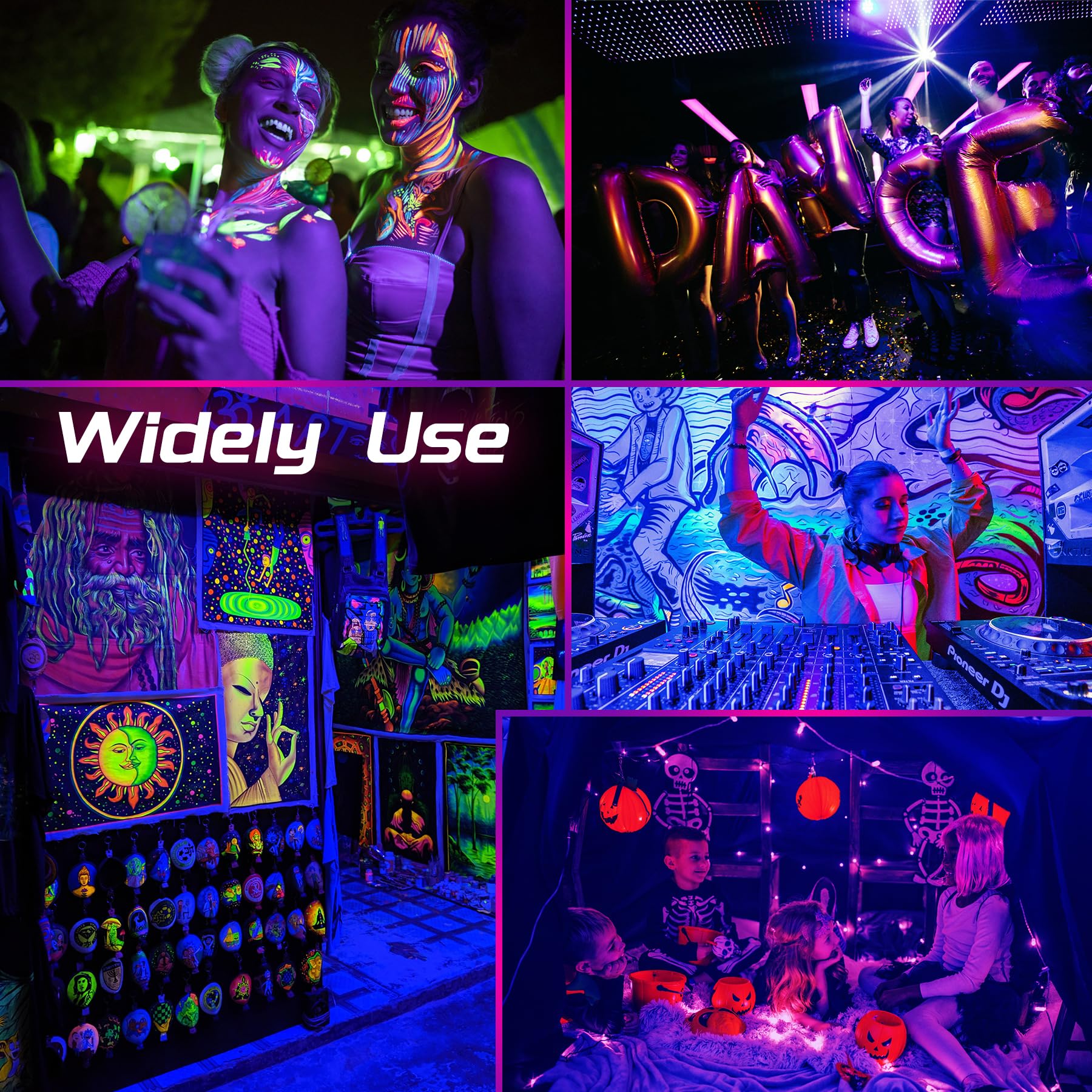 UV Schwarzlicht 2 Stück, 100W Blacklight, IP66 Wasserdichte Schwarzlicht Led Strahler, UV Licht Schwarzlichtlampe, für Disco, Glow Party, Halloween Deko, Bühnenbeleuchtung, Party Zubehör