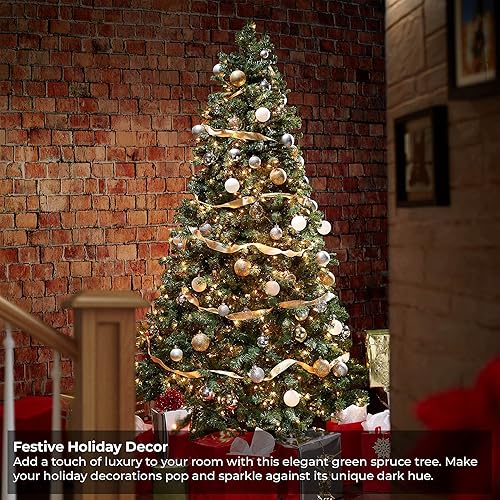 Miniatura 2 de Casafield - Árbol de Navidad artificial de verde pino realista con luces, de 9 pies y con soporte de metal resistente