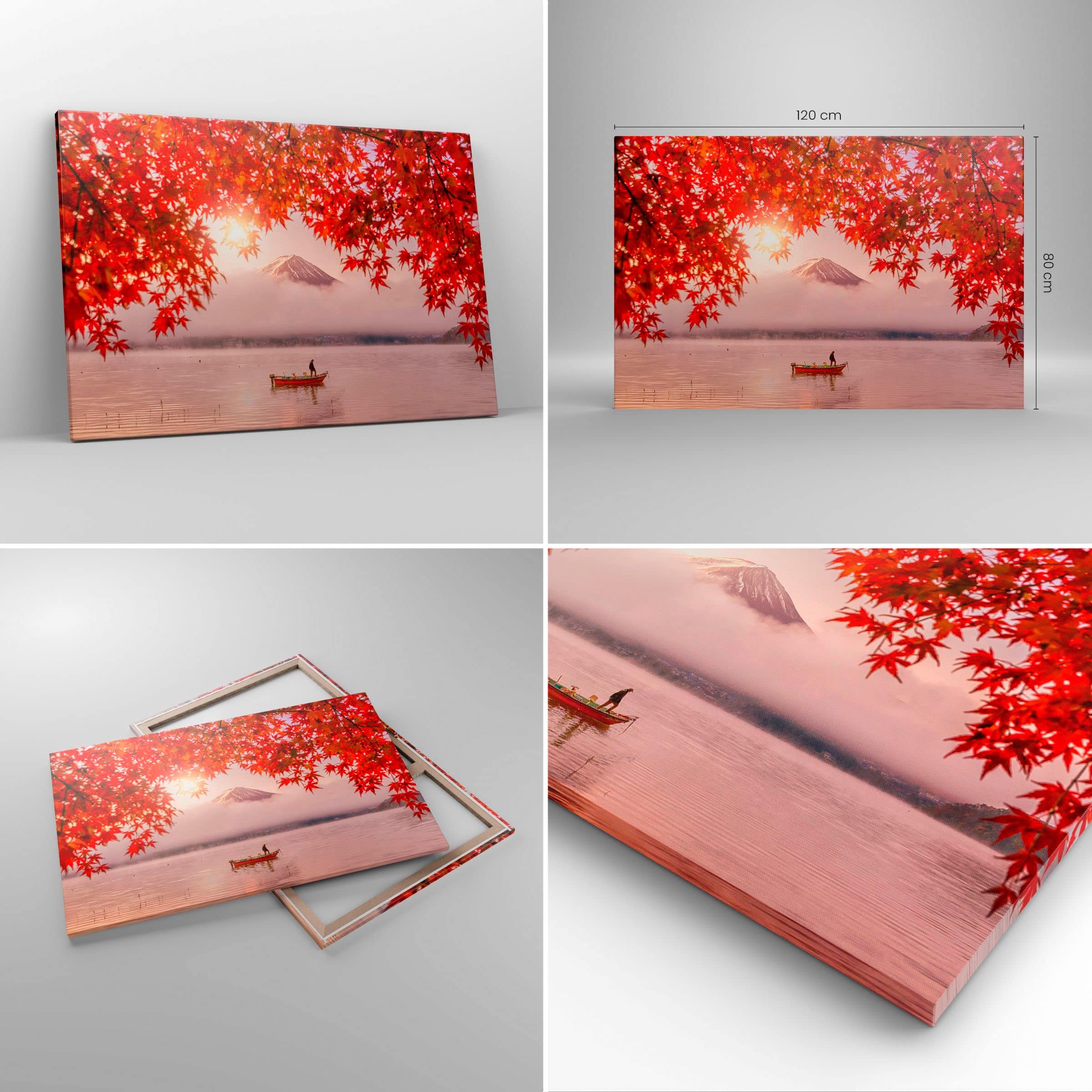 ARTTOR Cuadros Decoracion Salon volcán lago Lienzos decorativos 120x80cm Cuadro Sobre Lienzo Moderno Dormitorio Cocina Cuadros Pared Imágenes Wall Art Prints Decor Canvas Grande XXL AA120x80-4107