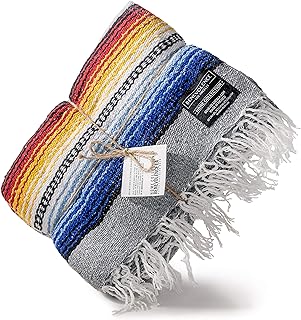 Premium Mexican Blanket, Authentic Handwoven Falsa Blanket & Outdoor Blanket | Made by Traditional Mexican Artisans | Perfect Camping Blanket, Beach Blanket, Picnic Blanket & Car Blanket (Sombra)