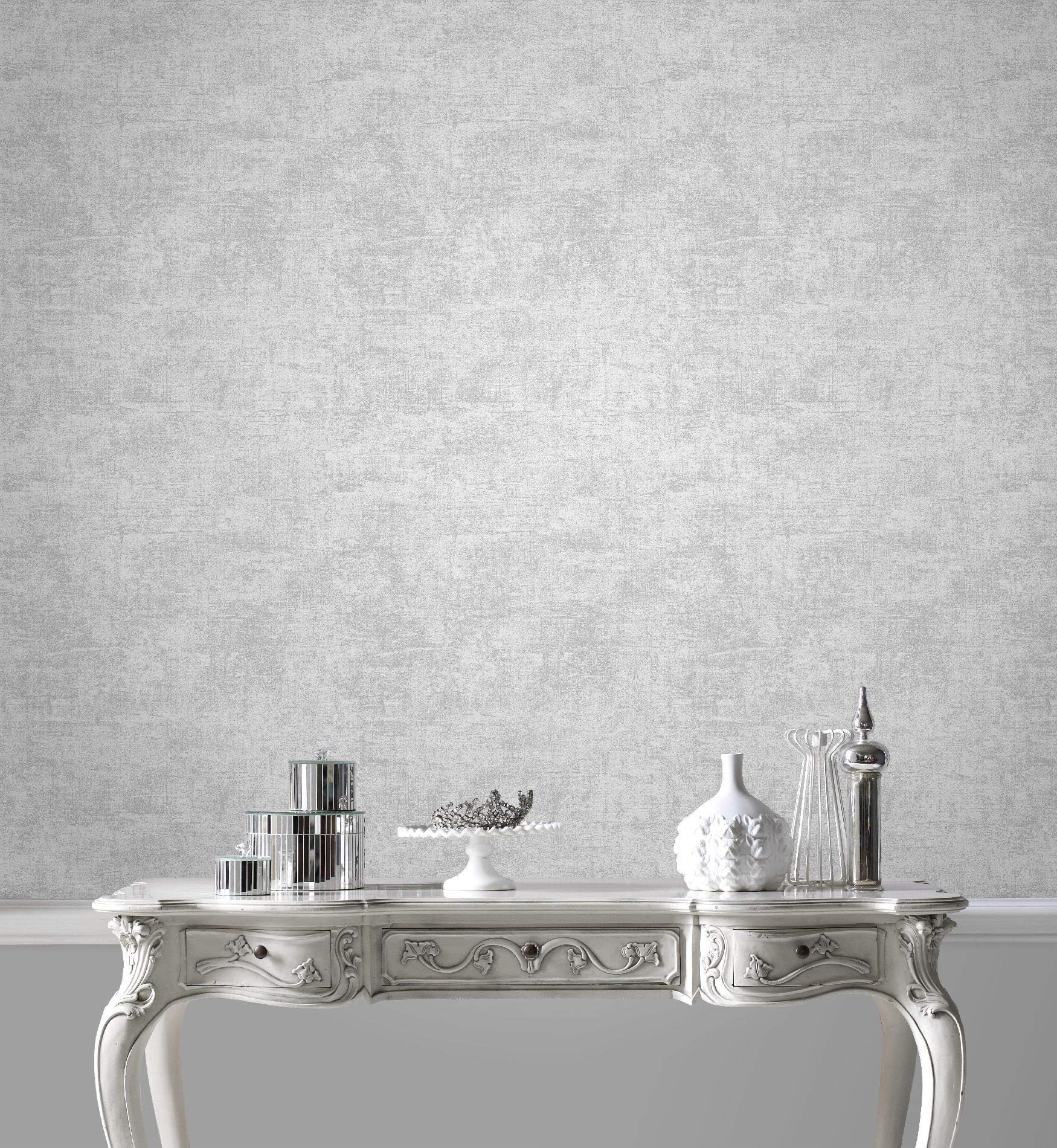 Boutique Balmoral Silver Metallic Textured Plain Wallpaper