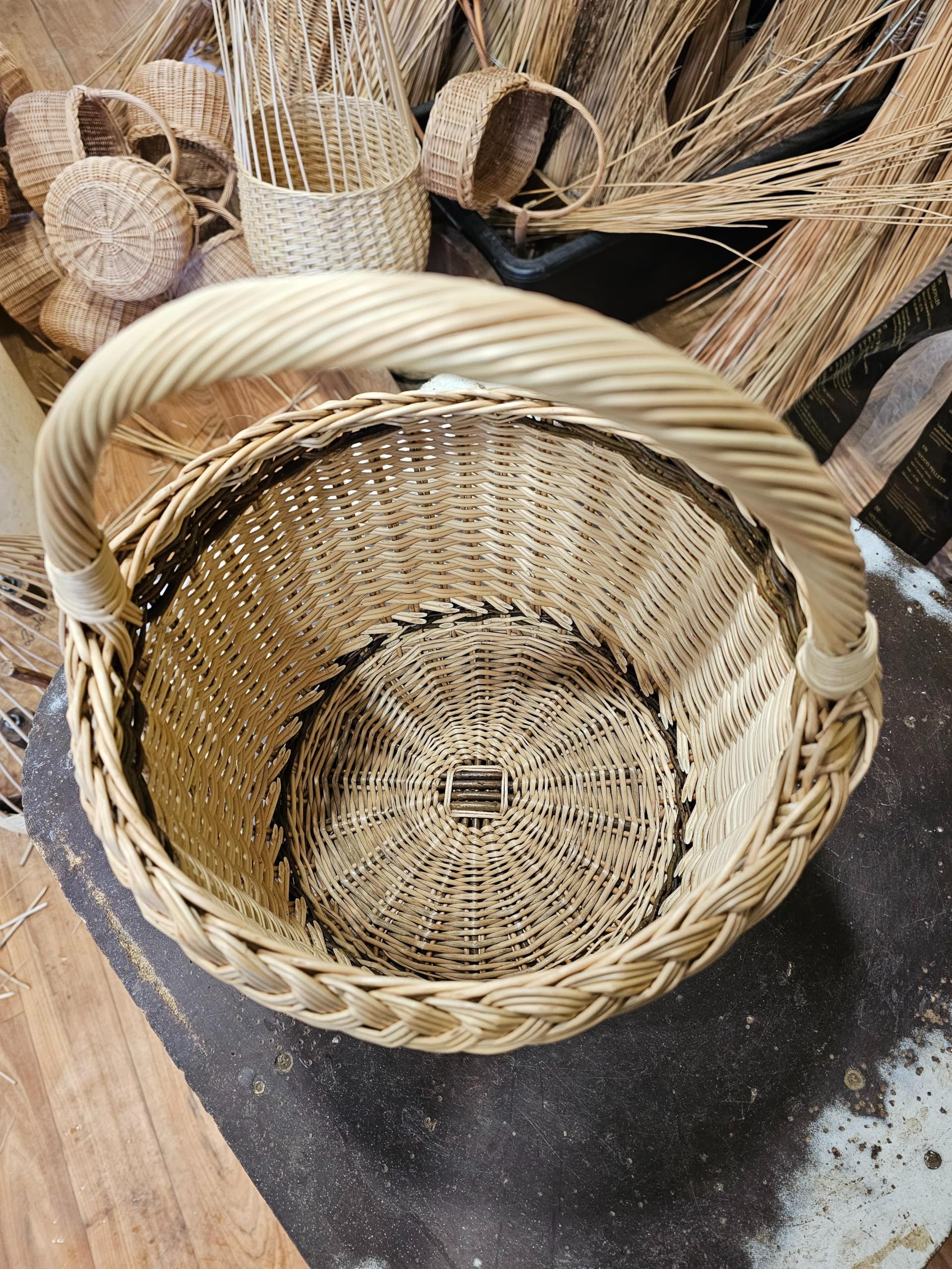 Cesta de almacenaje de mimbre, 25 cm, dorada y marrón