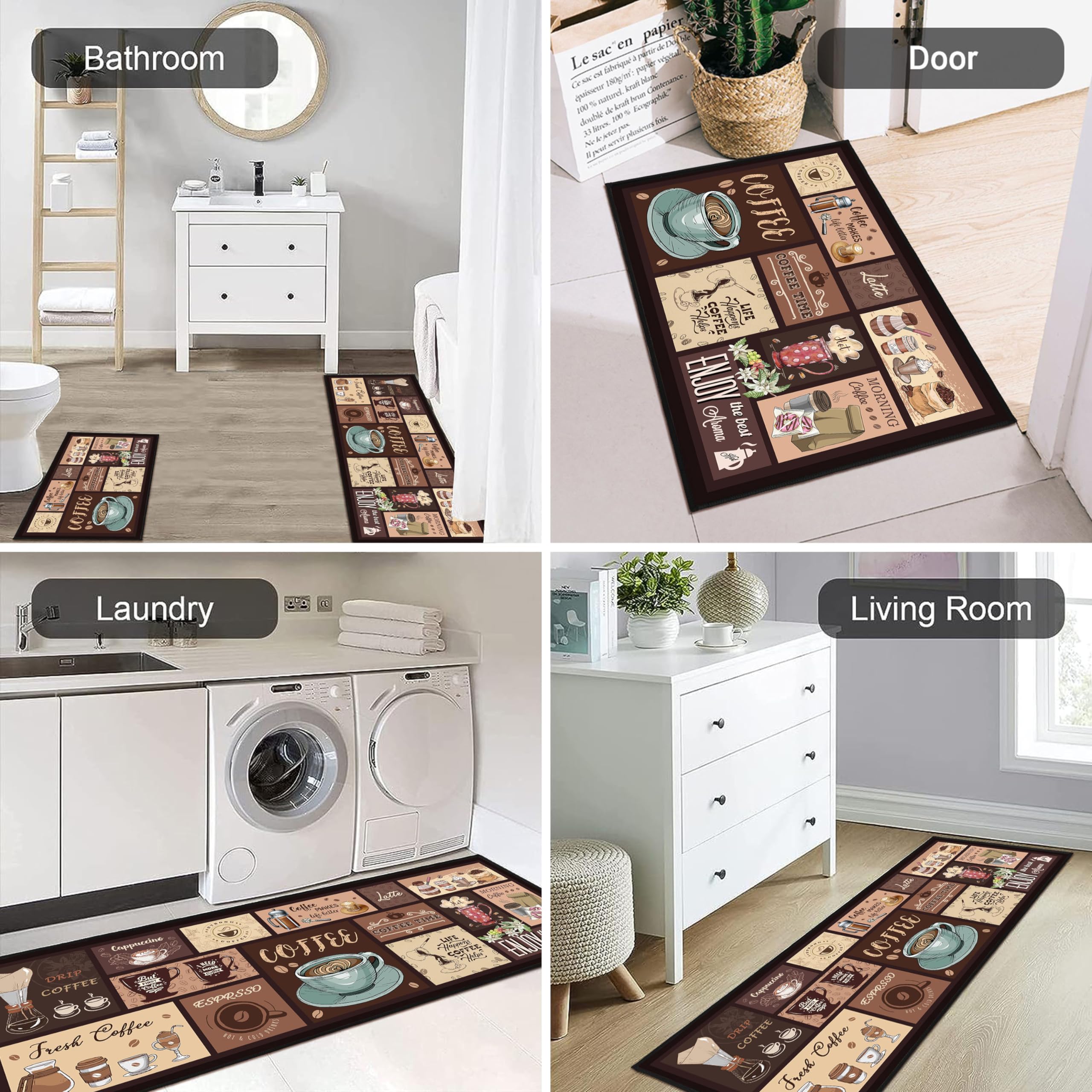Coffee Kitchen Mats For Floor Rugs For Kitchen Floor Fatigue Mat 2 Piece Set - View #6