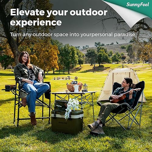 Miniatura 3 de SUNNYFEEL Silla plegable de gran tamaño para campamento al aire libre con portavasos y bolsa de transporte, versátil para interiores y exteriores,