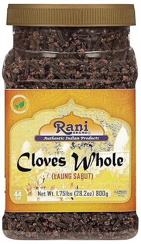 Rani Cloves Enteros Laung 28 onzas 2822oz ideal para alimentos té bolas de pomandro y popurrí seleccionados a mano especias tarro de PET a granel