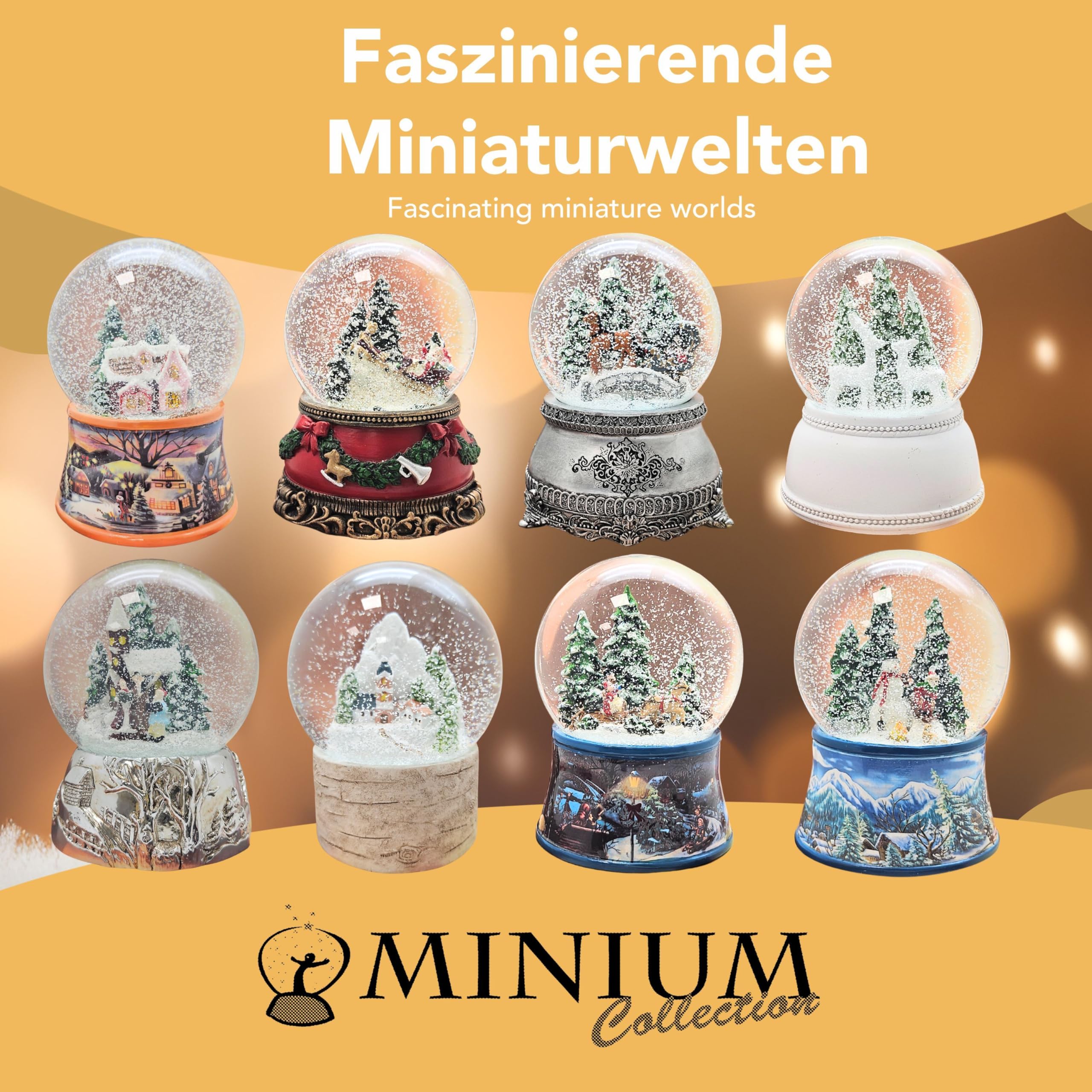 Schneekugel Spieluhr Weihnachten | Hüttenzauber Winterhütte Berghütte | Sockel weiß Nostalgie | Höhe: 140mm, Durchmesser 100mm | Schüttelkugel Weihnachtsdekoration | 20326