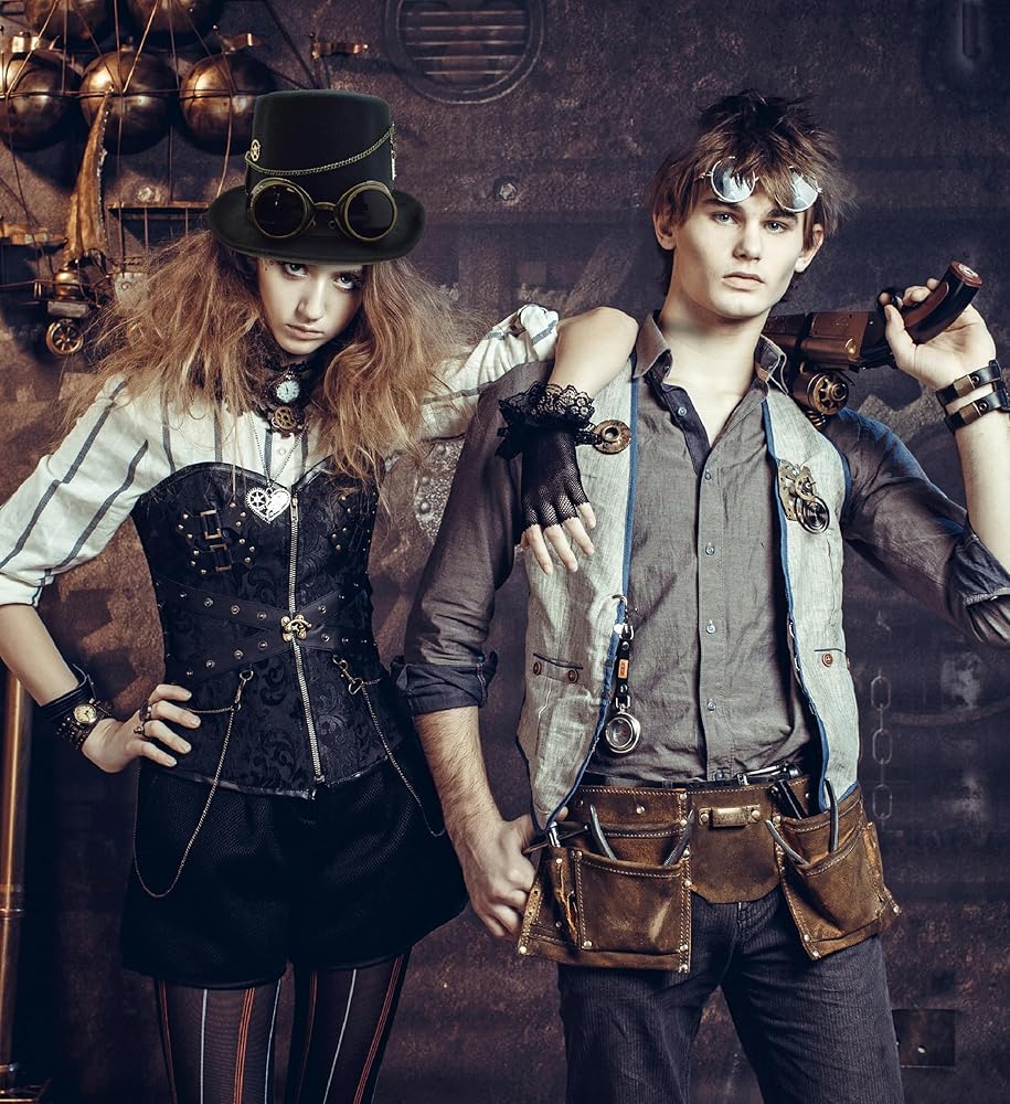 Adult Unisex Steampunk Gold Deluxe Fabric Top Hat Vintage