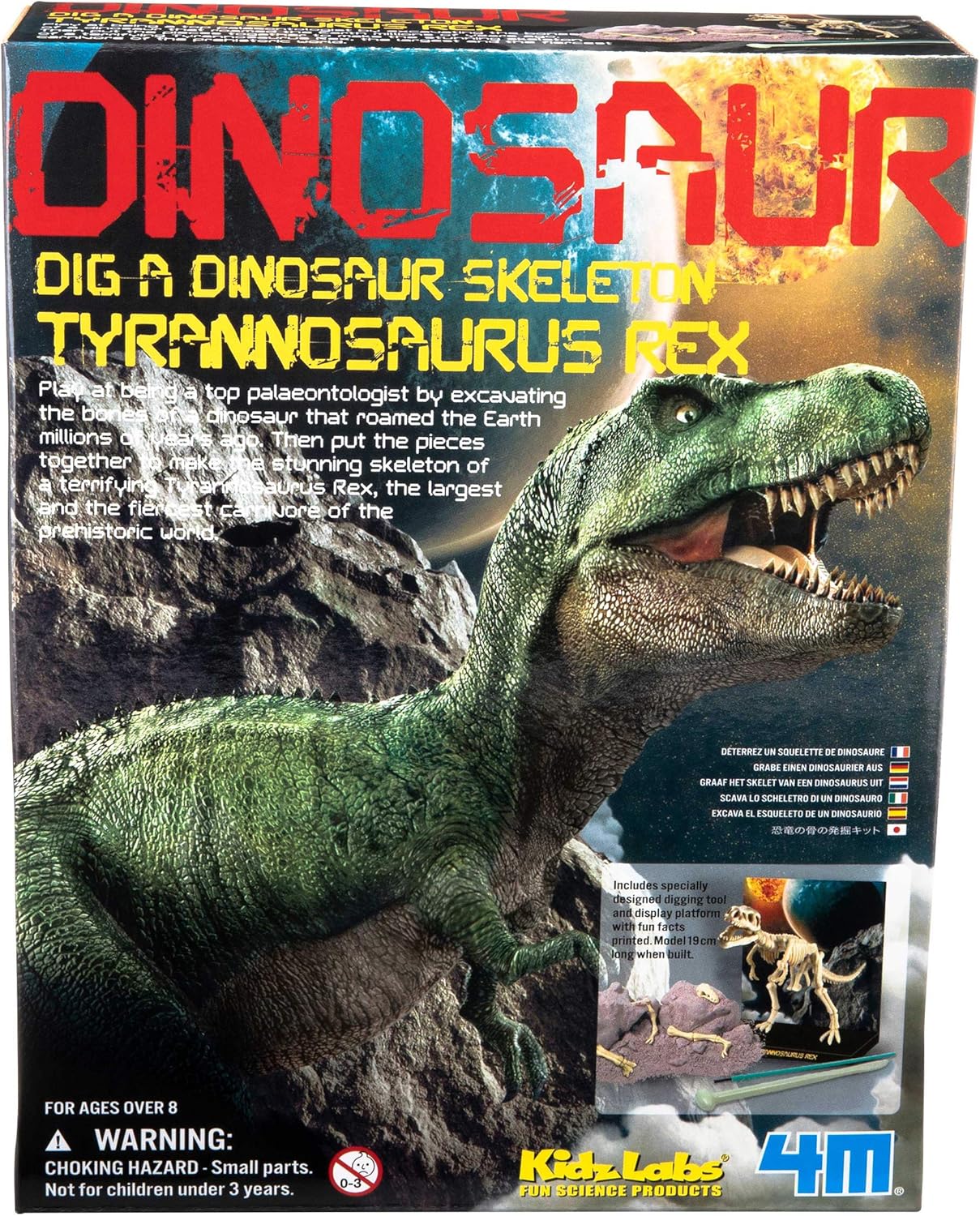 4M KidzLabs Dig A Dino Tyrannosaurus Rex, Paleontology Skeleton Fossil Dinosaur Discovery - STEM Toys Educational Gift for Kids & Teens, Girls & Boys