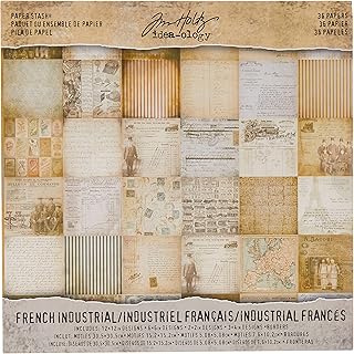 Armazenamento de papel industrial francês de Tim Holtz Idea-ology, 36 folhas, cartolina dupla face, vários tamanhos, multicolorido, TH93052