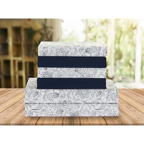 Elegant Comfort Luxury Soft Bed Sheets Paisley Pattern 1500 Thread Count Percale Egyptian Quality Softness Wrinkle and Fade Resistant (4-Piece) Bedding Set, Twin/Twin XL, Navy