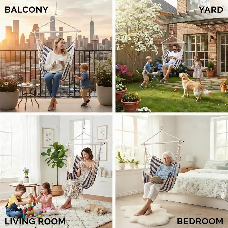 ADVOKAIR Hammock Chair Swing 500lbs Steel Bar Multi-Size Bedroom&Porch image 5