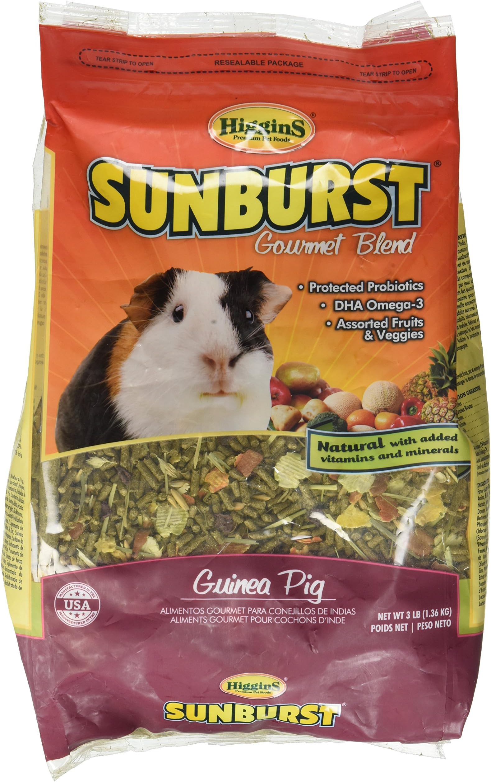 Higgins Sunburst Gourmet Food Mix for Guinea Pigs, 3 Pound