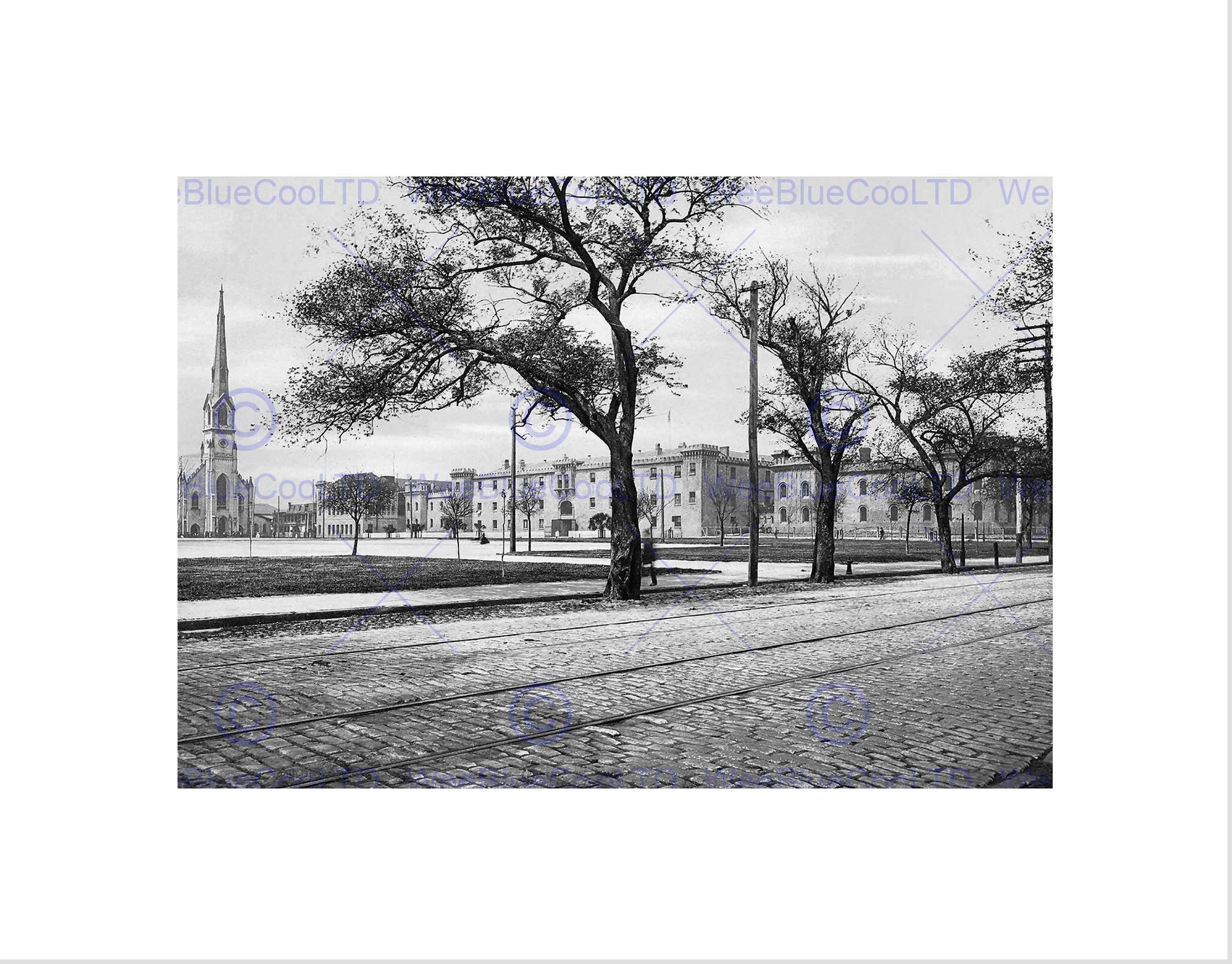 Wee Blue Coo THE CITADEL MARION SQUARE CHARLESTON SC 1900 OLD BW FRAMED ART PRINT B12X1108