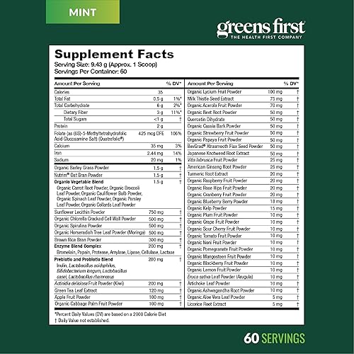 Miniatura 9 de Greens First - Original - 60 porciones - Superalimento rico en nutrientes, 49 súper alimentos diferentes, fitonutrientes y antioxidantes,