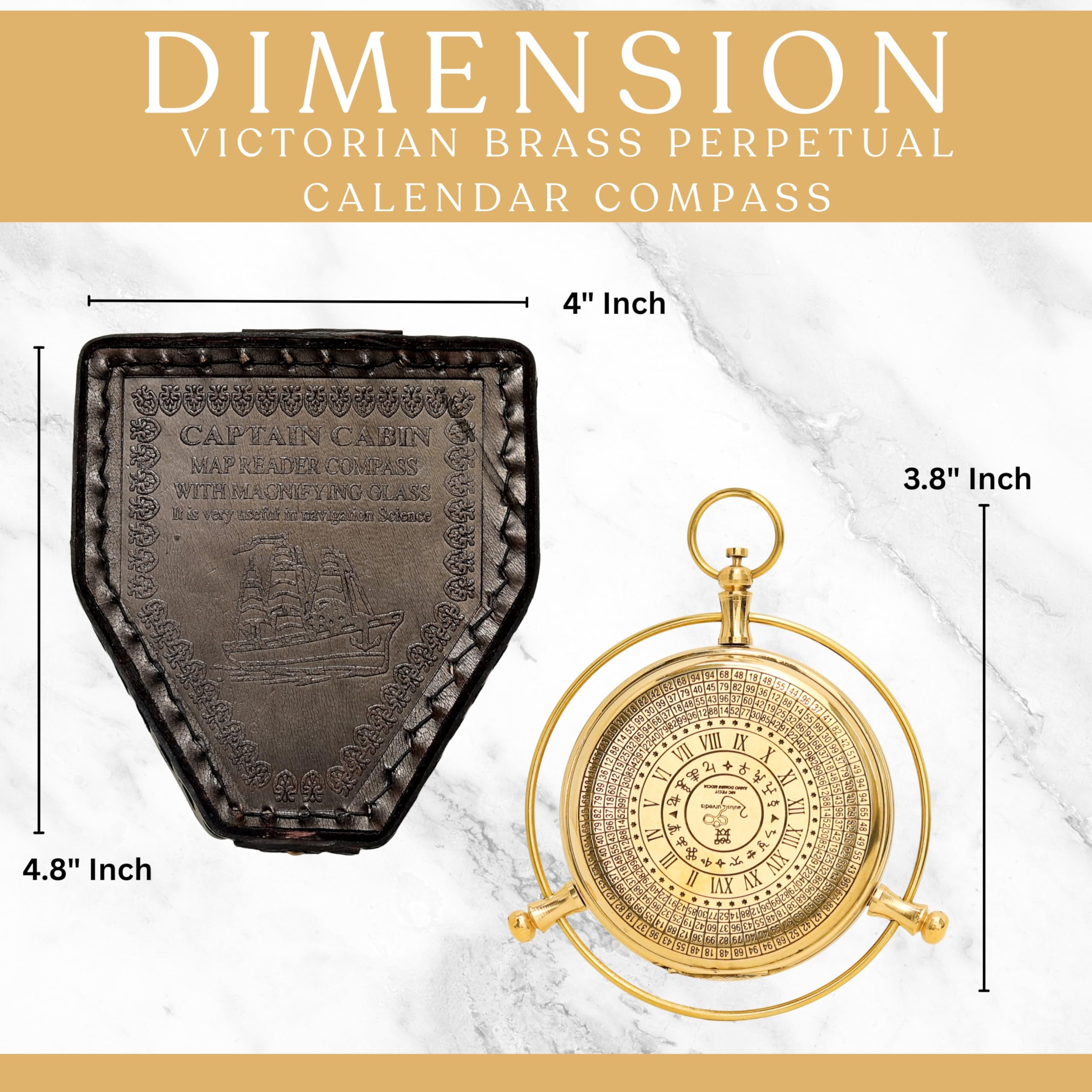 Aletiometro con bussola in ottone anticato, design unico con decorazione nautica, custodia in pelle, regalo di viaggio per gli amanti del cinema di culto, bussola di Natale, ricordo del battesimo