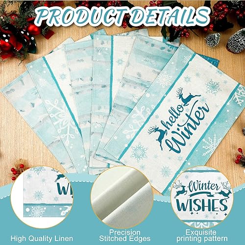 Miniatura 3 de Hushee 6 manteles individuales de Navidad de 12 x 18 pulgadas, lavables, resistentes al calor, manteles individuales de Navidad, retro, con