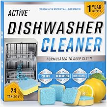 Dishwasher Cleaner And Deodorizer Tablets - 24 Pack Deep Cleaning Descaler Pods for Dish Washer Machine, Heavy Duty, Septic Safe, Natural Limescale Remover, Calcium, Odor, Smell - 12 Month Supply
