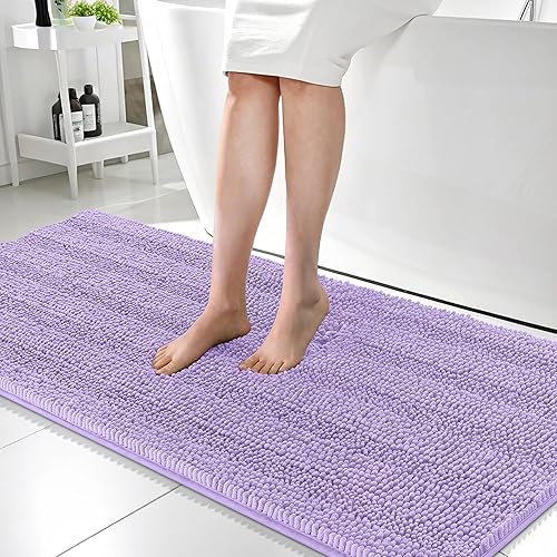 Miniatura 83 de OLANLY Tapetes de baño gruesos de felpilla a rayas de 30 x 20 pulgadas, extra suaves, absorbentes, con parte trasera de goma, se pueden lavar