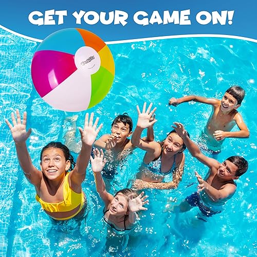 Miniatura 24 de Kangaroo Paquete de 12 pelotas inflables de playa a granel para niños y adultos, juguetes inflables de fiesta en la piscina, juguetes de playa