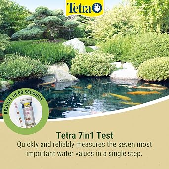 Tetra 7in1 Pond Water Testing Kit 25 strips - Measures pH, KH, Nitrite and Chlorine - Maintain Excellent Water Quality