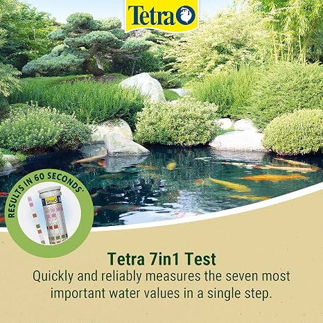 Tetra 7in1 Pond Water Testing Kit 25 strips - Measures pH, KH, Nitrite and Chlorine - Maintain Excellent Water Quality