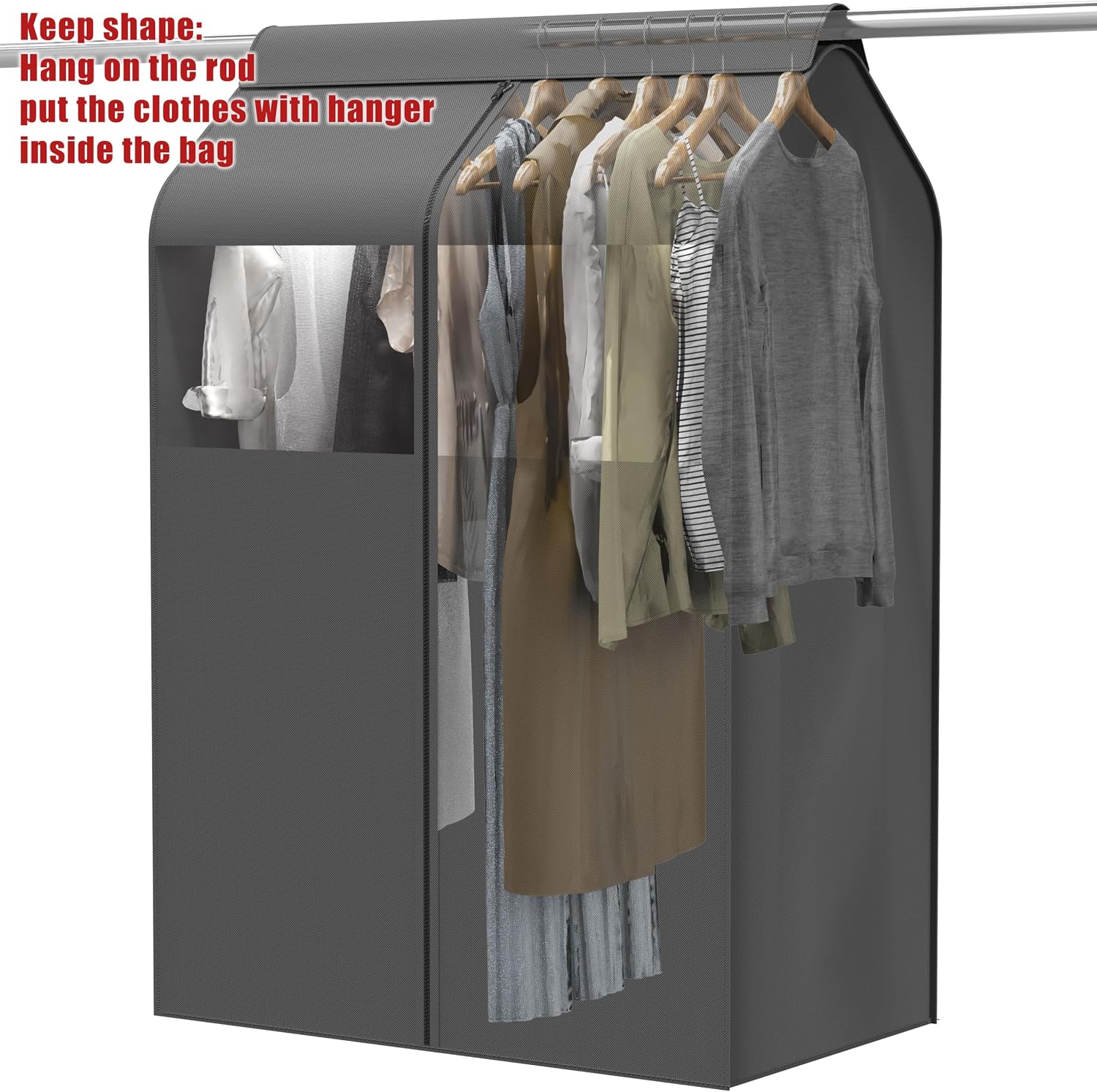 Simple Houseware 30"W x 54"H Garment Cover with Bottom Seal & Clear Window