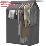 Simple Houseware Garment Covers for Clothes Rack/Closet/Hanging Clothes, Enclosed Clear Window, Dark Grey