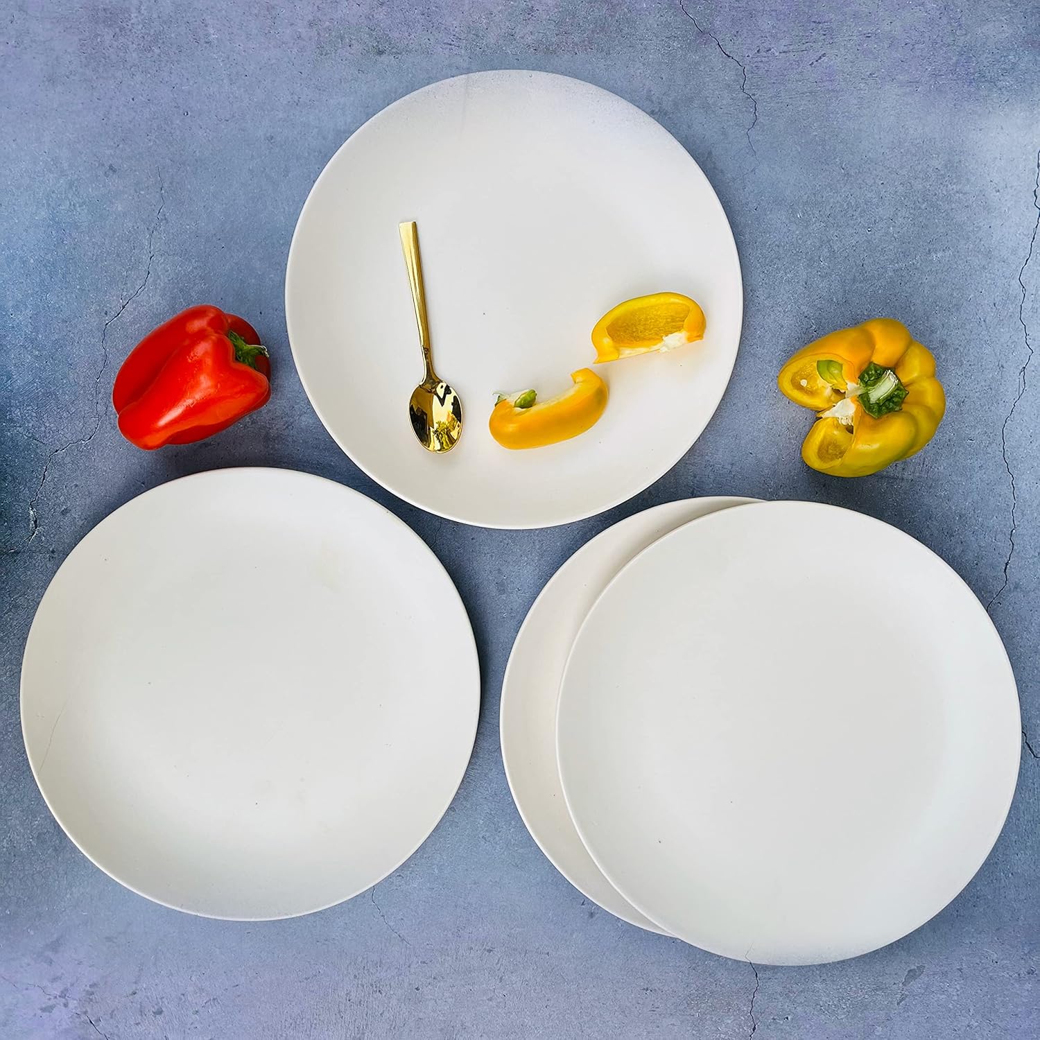 Buy THEARTISANEMPORIUM Subhra White Ceramic Dinner Plates Set of 4