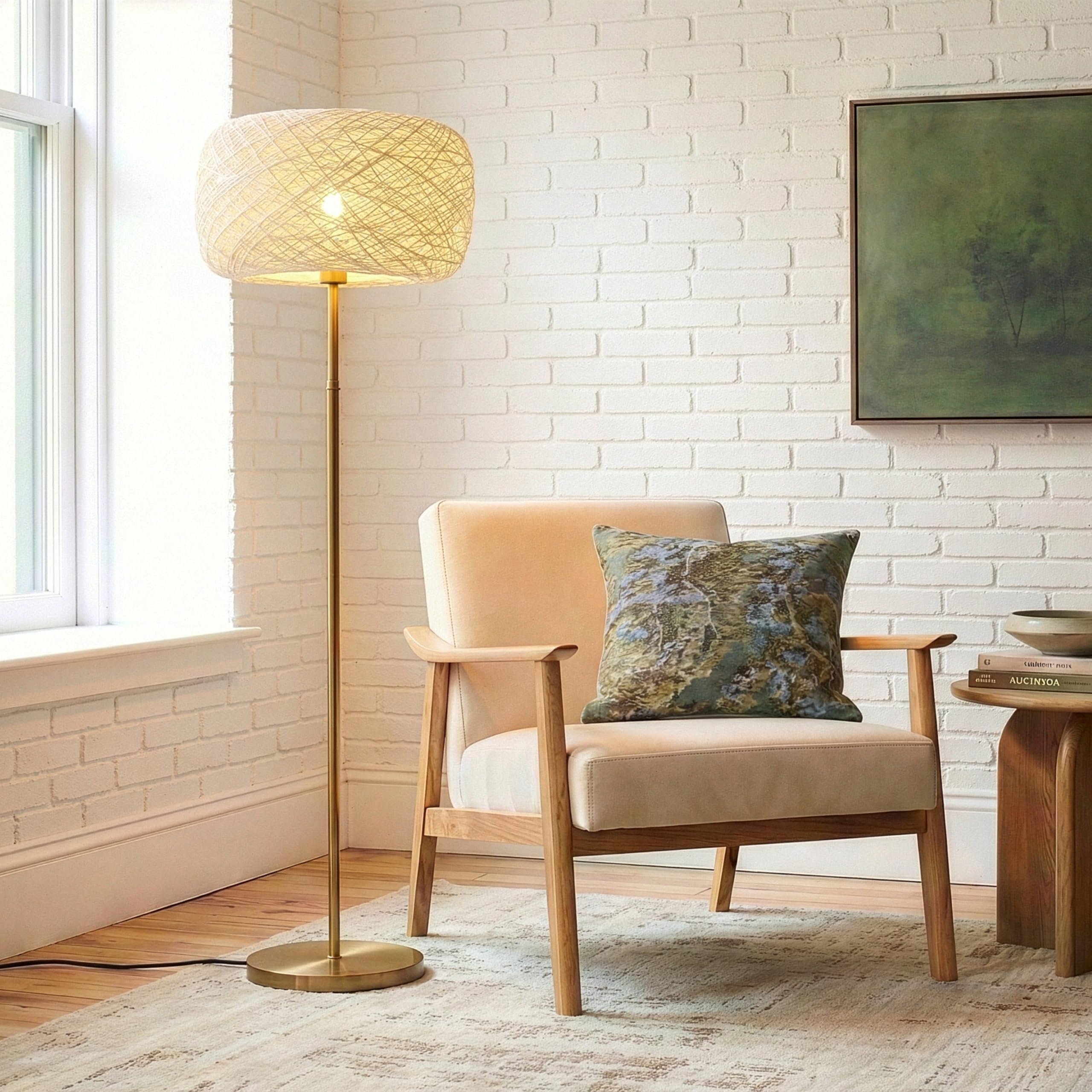 Brightech Rowan Elegant Floor Lamp – Modern Unique Thread Shade
