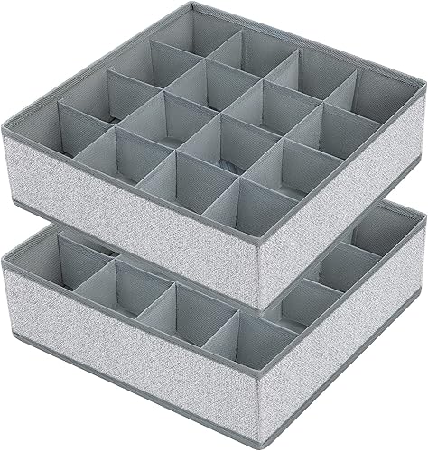Joyoldelf Organizador de cajones para calcetines, organizador de ropa interior, organizador de 16 celdas de tela, cajas de almacenamiento para