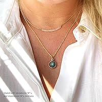 Vista 102 de Round Pendant Necklace, Natural Gemstones, Labradorite, Rainbow Moonstone, Crystal, Rose Quartz, Amethyst, Citrine, Sterling Silver, Handmade
