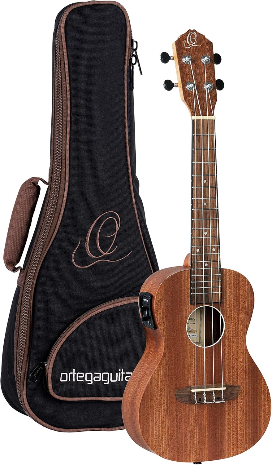 Ortega Guitars, 4-String Timber Series Concert Acoustic-Electric Ukulele w/Bag, Right (RFU11SE)