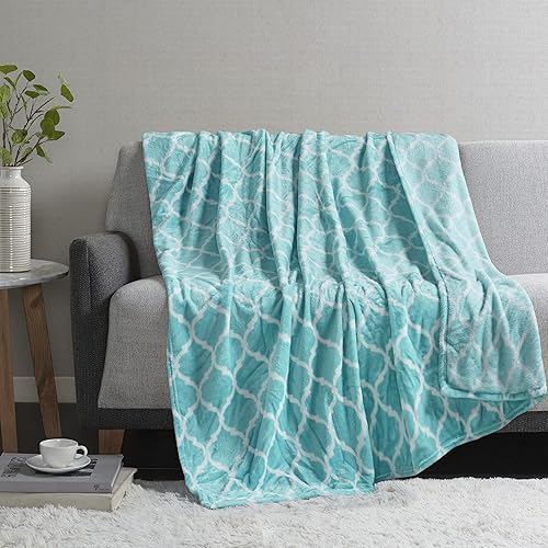 Madison Park Ogee - Manta ligera de alta calidad diseño de microluz tamaño grande ultra suave acogedora sala de estar sofá cama 60 x 70 pulgadas