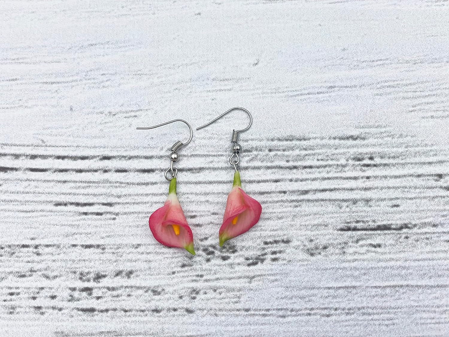 Pink calla lily earrings drop romantic flower earrings - Image 6