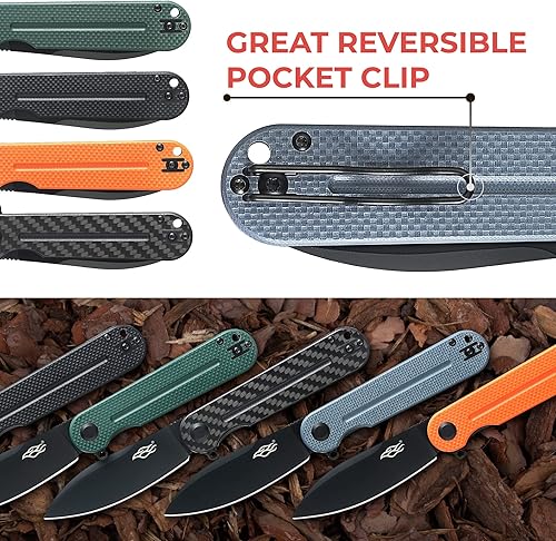 Miniatura 7 de Firebird Ganzo FH922PT-GY EDC - Cuchillo de bolsillo plegable afilado de acero inoxidable D2 mango negro G10 con clip cuchillo de bolsillo plegable