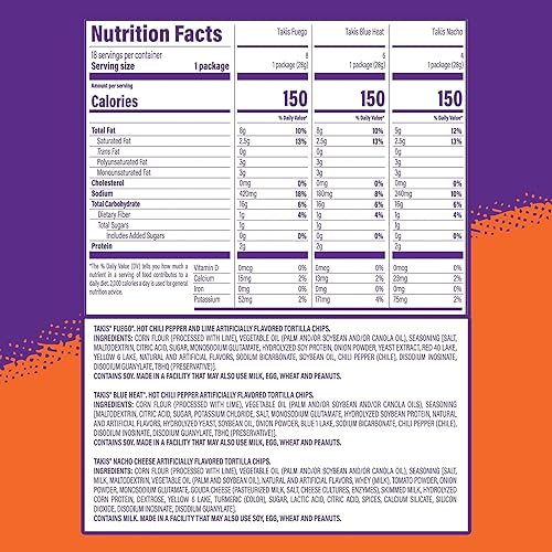 Miniatura 2 de Takis Paquete variado de 18 unidades1 oz, chips de tortilla enrollados mixtos de sabores surtidos  (8) Fuego, (6) Blue Heat, (4) Nacho intenso