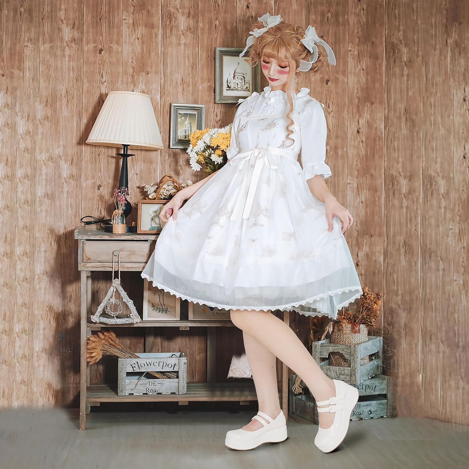 Platform Mary Jane Shoes Women Girls,Ankle Strap Round Toe Goth Chunky Uniform Dress Pumps Shoes Oxfords - Image 5