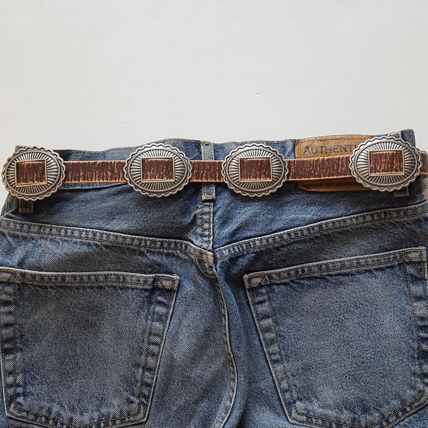 Western Skinny Leather belt with Conchos