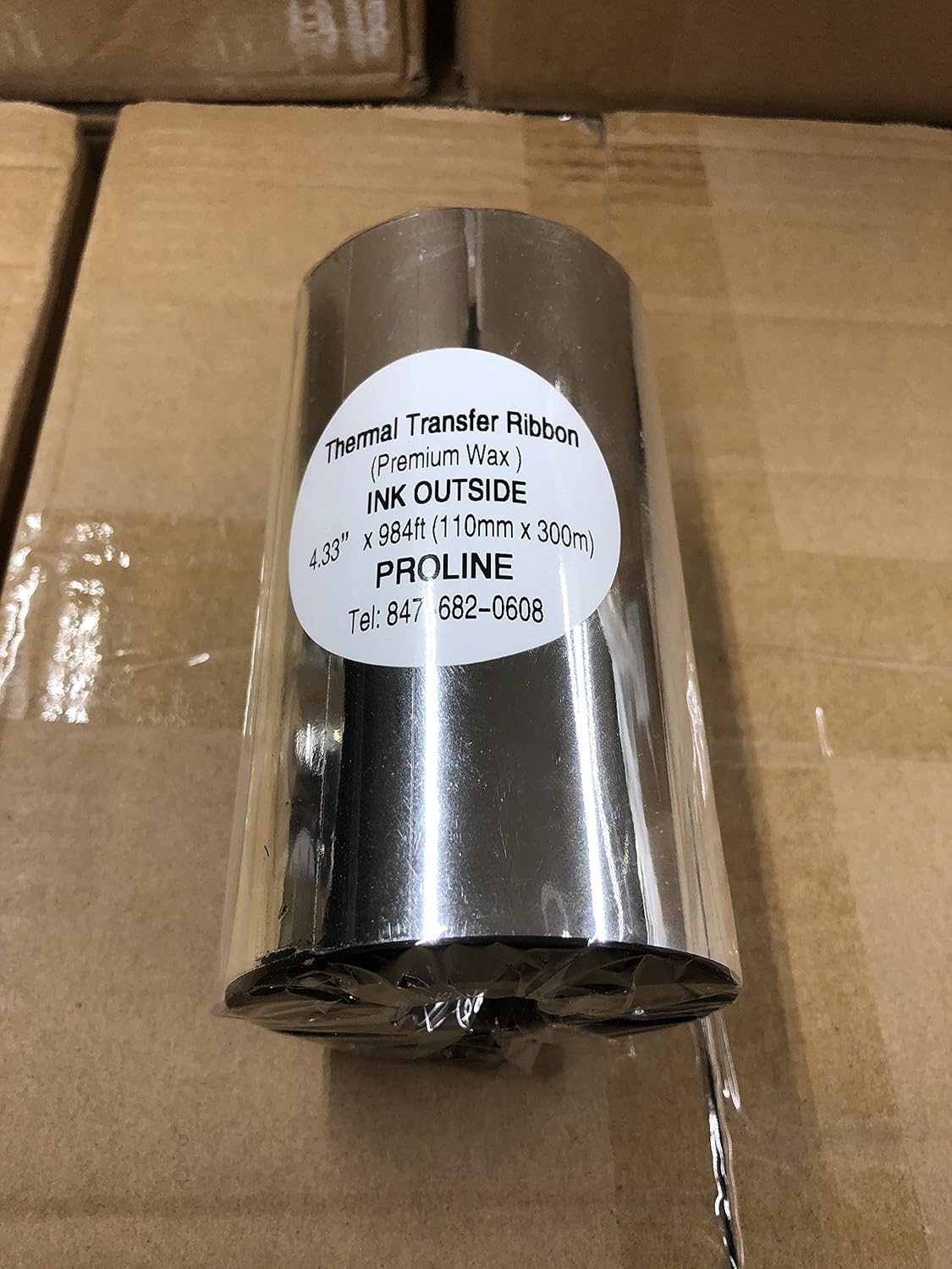 Thermal Transfer Ribbon - Premium Resin-Enhanced Wax - 4.33" x 984" (110mmx300mm) Ink Outside Compatible for Zebra Datamax Sato TT Printers (6 Rolls)