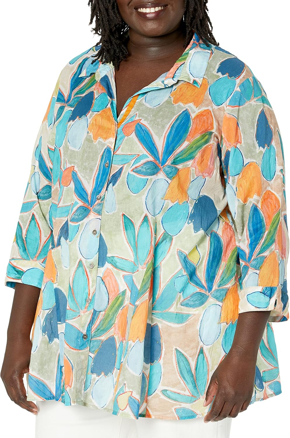 NIC+ZOE Women's Citrus Grove Long Crinkle Shirt