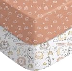 Yoofoss Baby Crib Sheets for Boys Girls, Fitted Crib Sheet 2 Pack for Standard Crib and Toddler Mattress, Super Soft Polyester Baby Sheet 28x52x8in(Green-Brown)