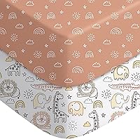Yoofoss 2 Pack Fitted Crib Sheets Boys Girls 52x28 Ultra Soft Breathable Microfiber Animal World Standard Crib Toddler Mattress