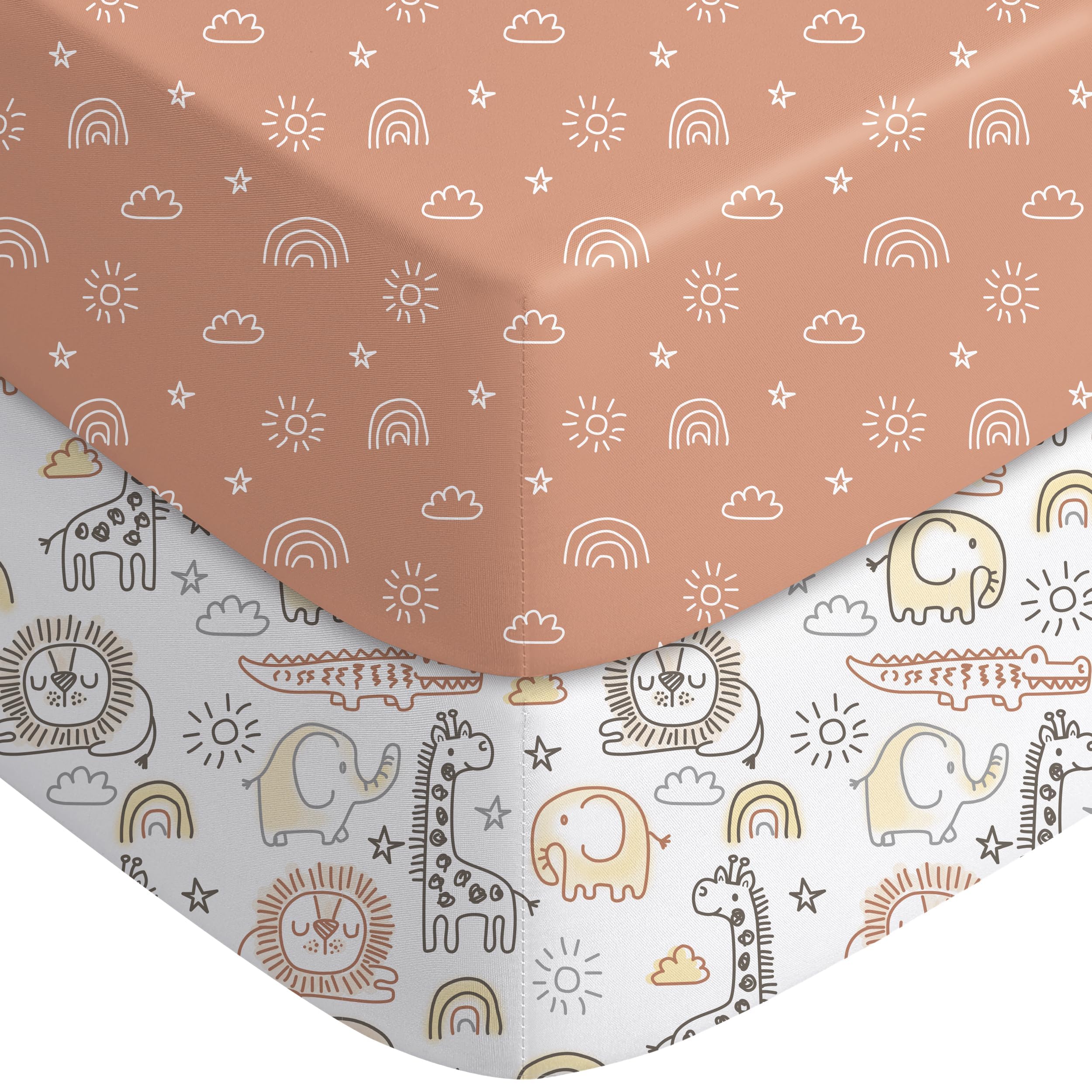 Drap-housse berceau 132x71 cm Yoofoss en microfibre pour lit bébé et tout-petit | Lot de 2